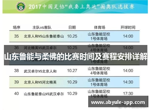 山东鲁能与柔佛的比赛时间及赛程安排详解